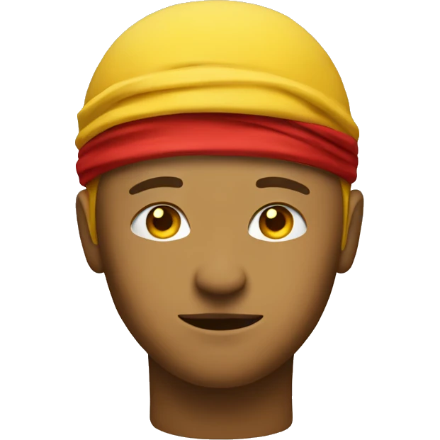 a determined round yellow face with a red headband. emoji