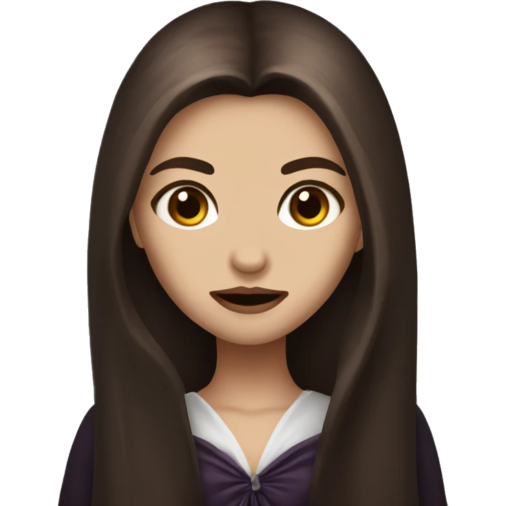 Pretty vampire with brown eyes  and long brown hair  emoji