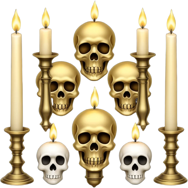 Dull brass gothic Victorian vintage lights and candles and skulls and scenery and decoration  emoji