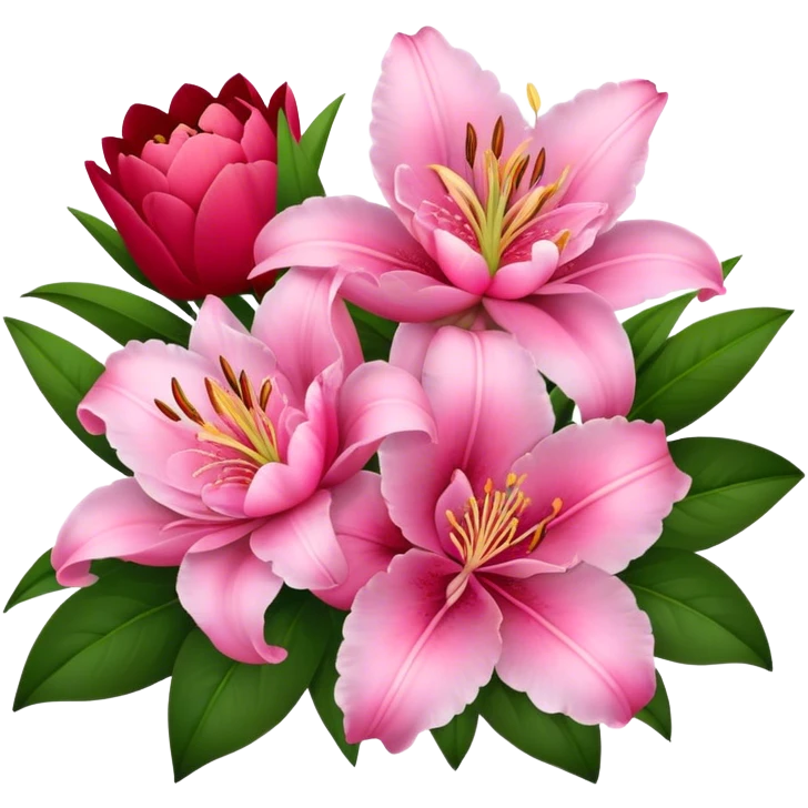 Pinke Lilien und rote Pfingstrosen emoji