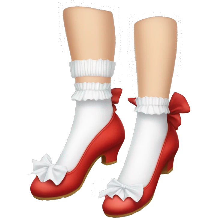 mary jane red shoes and frilly white socks emoji