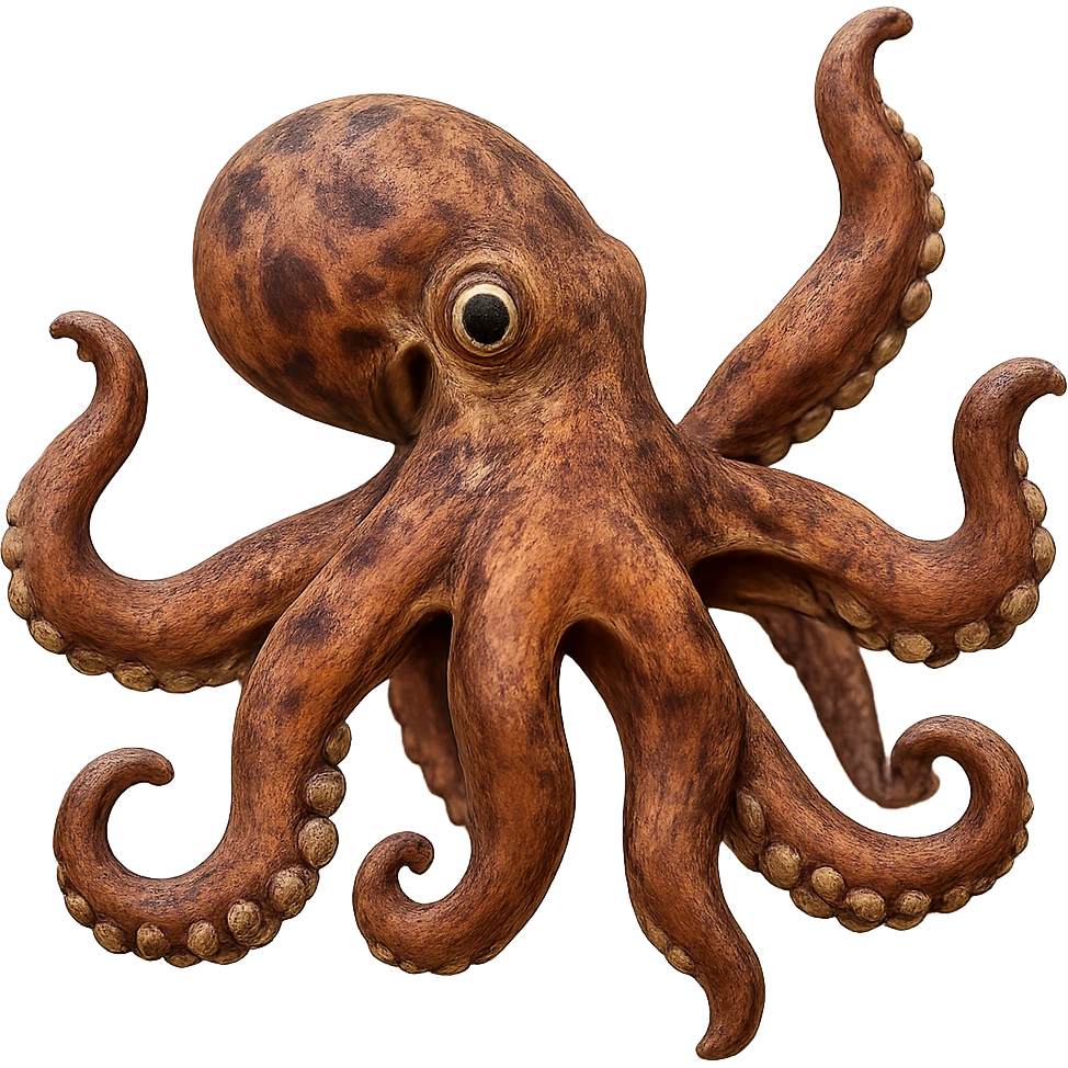 Make this octopus climber look more realistic with detailed textures and natural colors, remove the background. emoji
