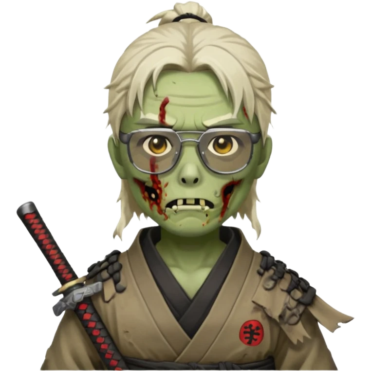 zombie samurai with black glasses, highlight the glasses emoji