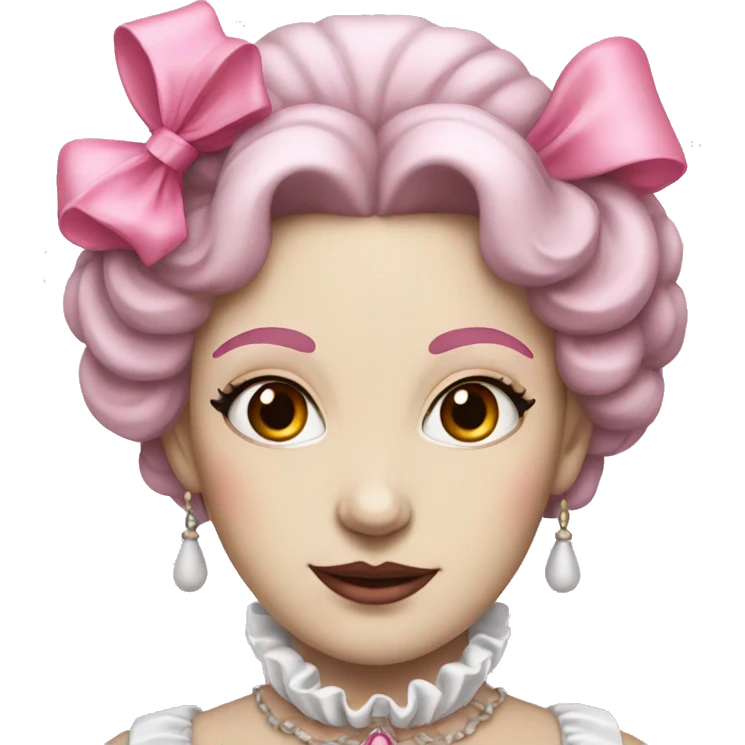 Renaissance lady with white face and pink makeup and bows  emoji