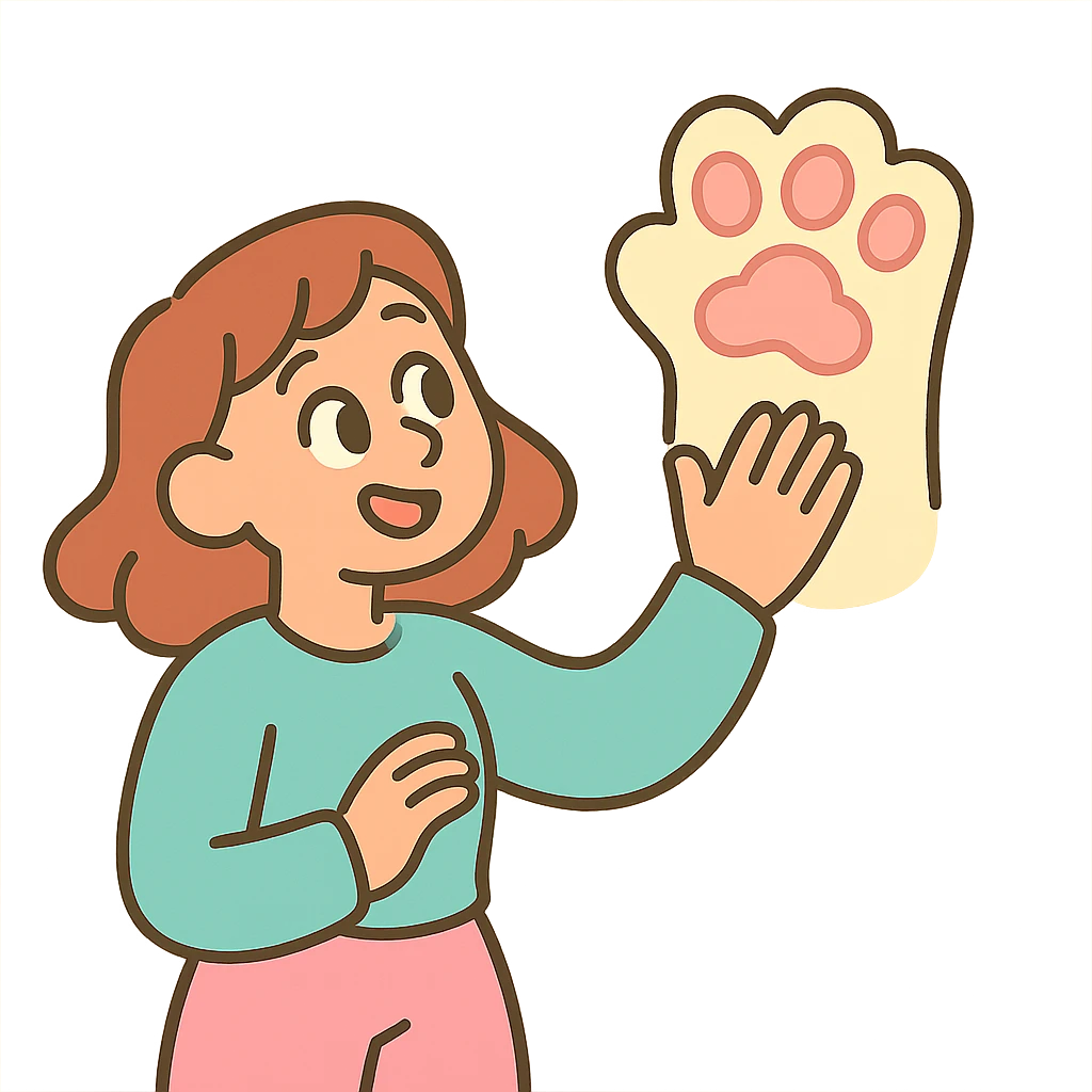 fluffy cat paw, pastel toon style, soft pastel colors, gentle and cute emoji