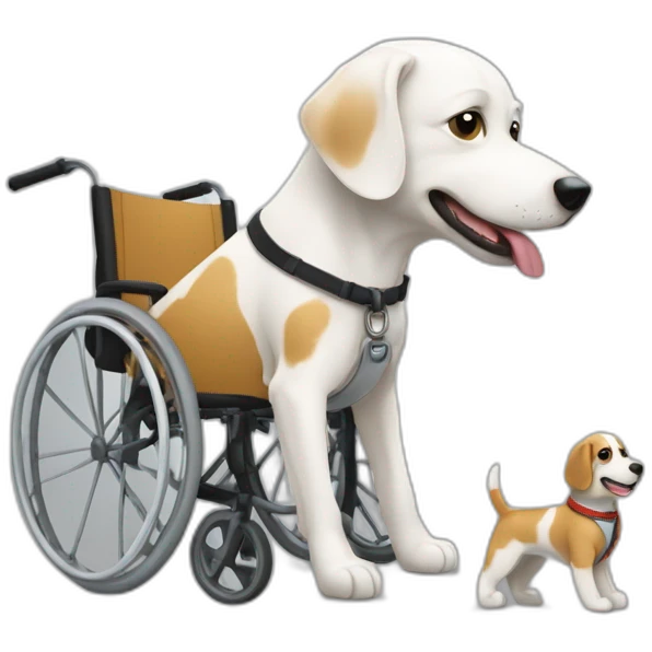 Chien blanc et personne en fauteuil roulant emoji