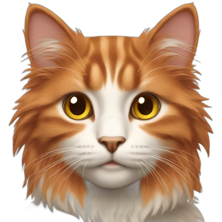 Cat with red hair and fluffy hair emoji