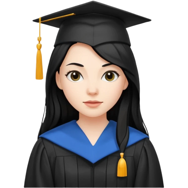 white woman graduate with long black hair emoji