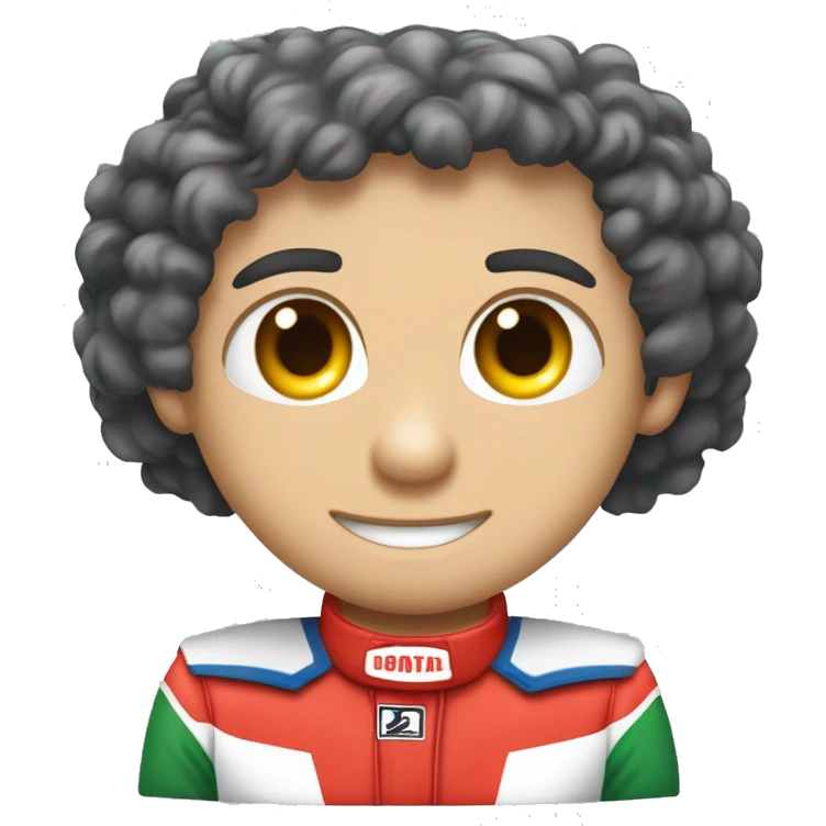 Crie um piloto de formula 1, loiro de, olhos verdes, marcacão vermelho, sorrindo e com os braços cruzados emoji