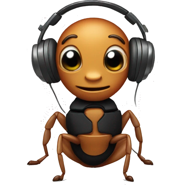 an ant with headphones emoji
