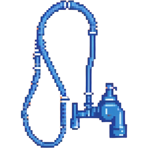 Pixelated blue VO2 max mouthpiece with breathing valve and connected tube emoji