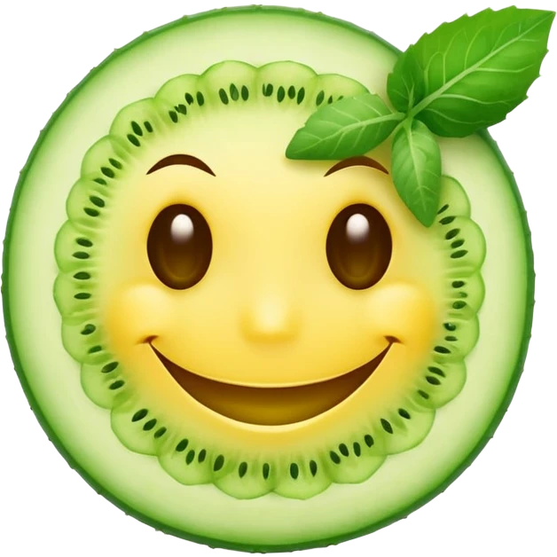 classic smiley face, cucumber slices instead of eyes emoji
