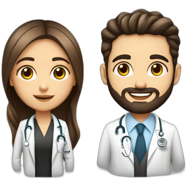 Beauty Jewish girl with ophthalmology Doctor tall Arabic boy with beard emoji