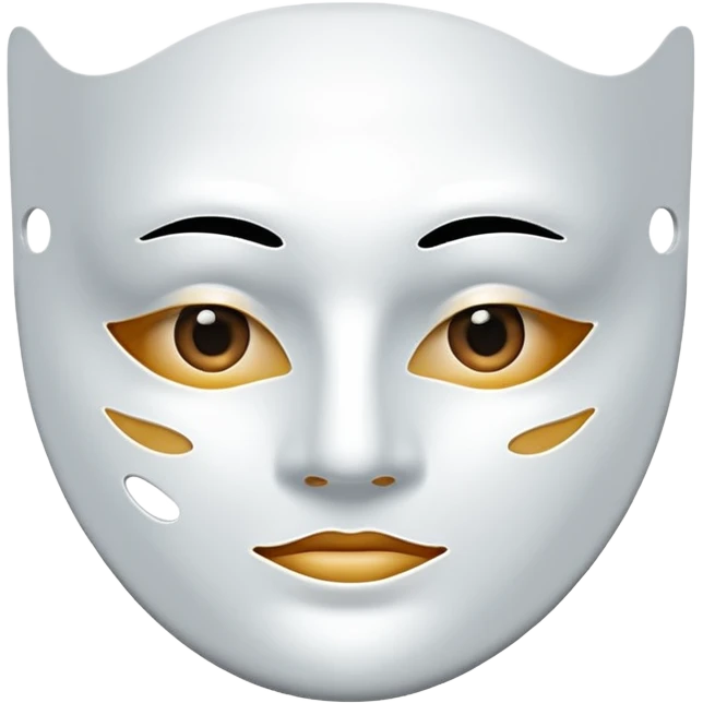 a sheet of white mask pack for face skincare beauty, transpalent holes at eyes and mouth, no real eyes and mouth emoji
