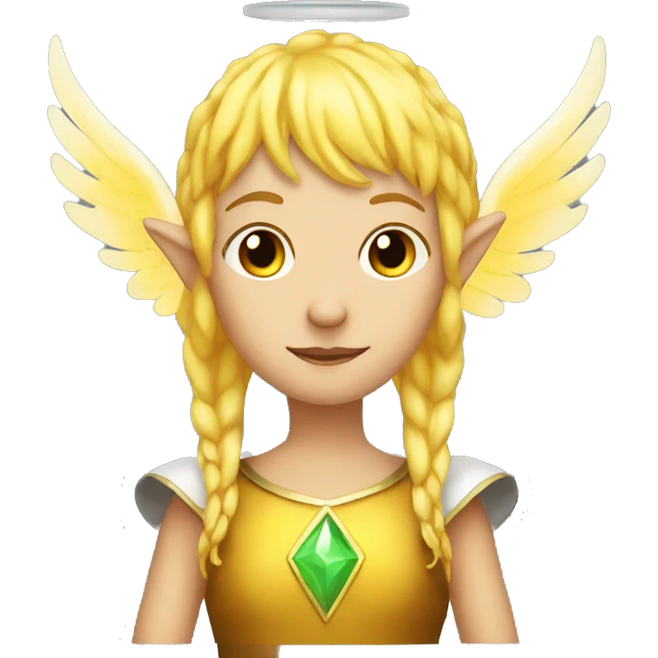 Yellow hair elf with angel halo made of fire emoji