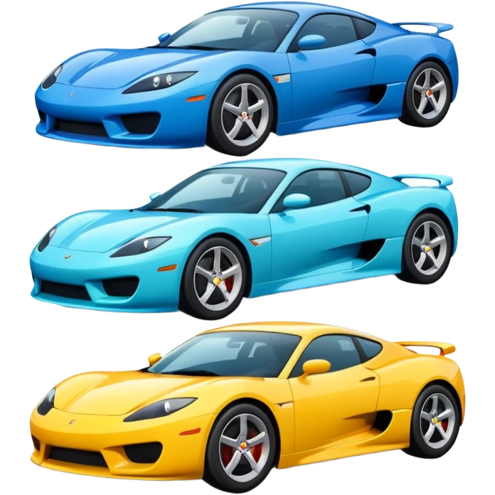 group of 4 sport cars in different composition emoji