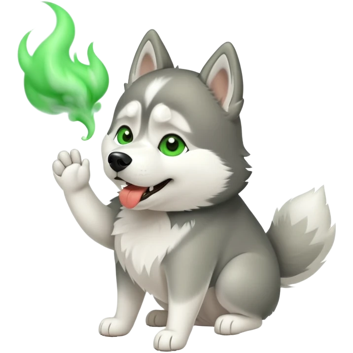 Husky dog farting green smoke emoji