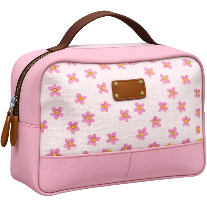 Toiletry bag with a pattern of little flowers pink emoji
