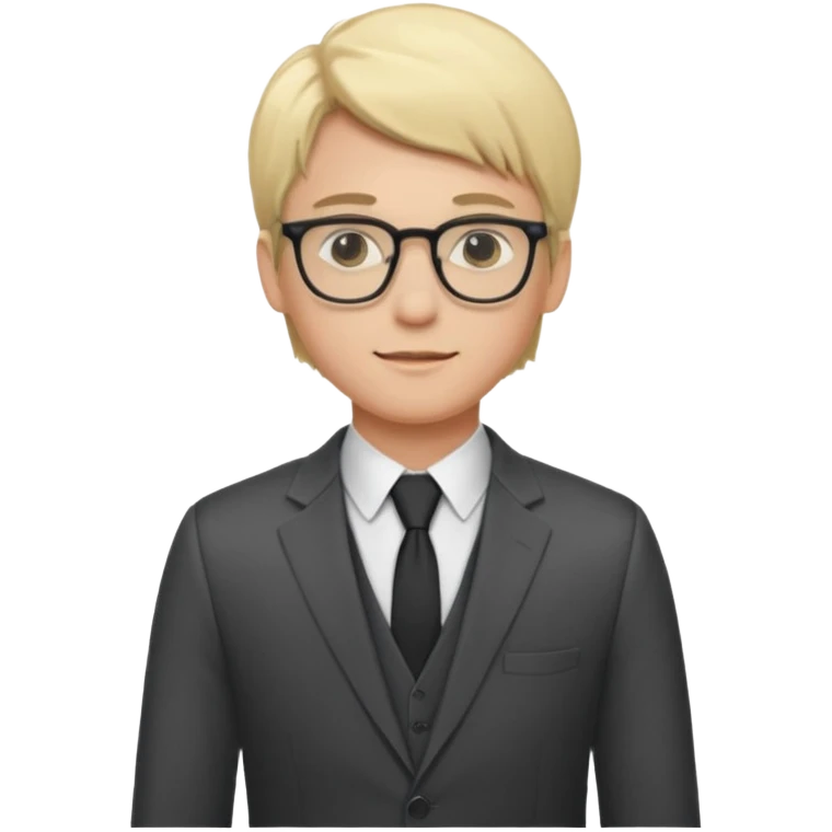Light-haired man, with fair skin, dressed in a suit, young, with glasses, a trader, half-length shot emoji