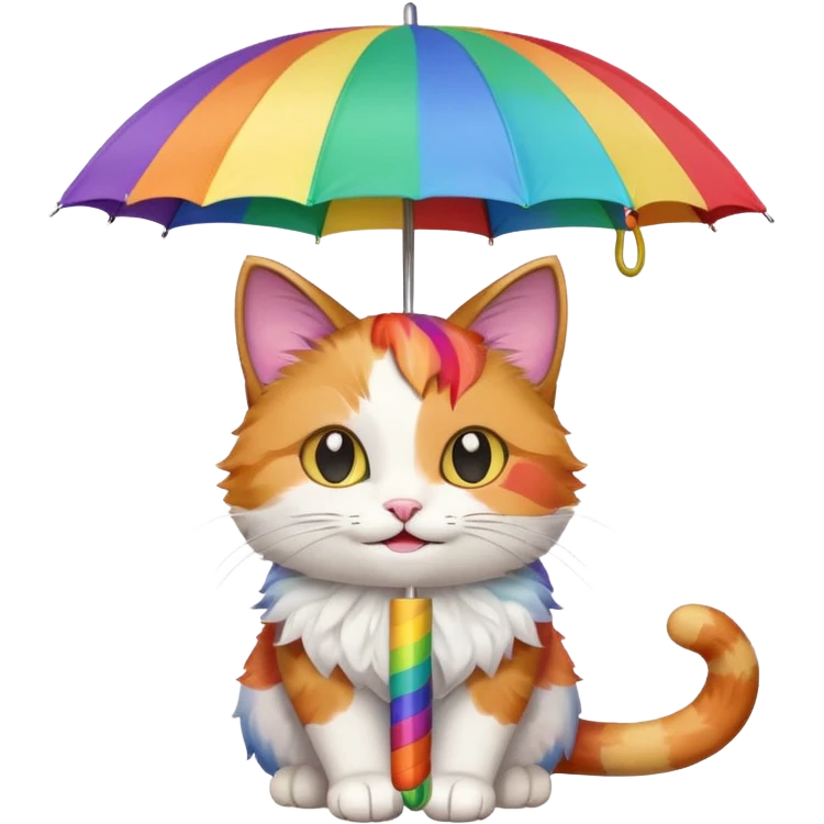 Cat with rainbow umbrella emoji