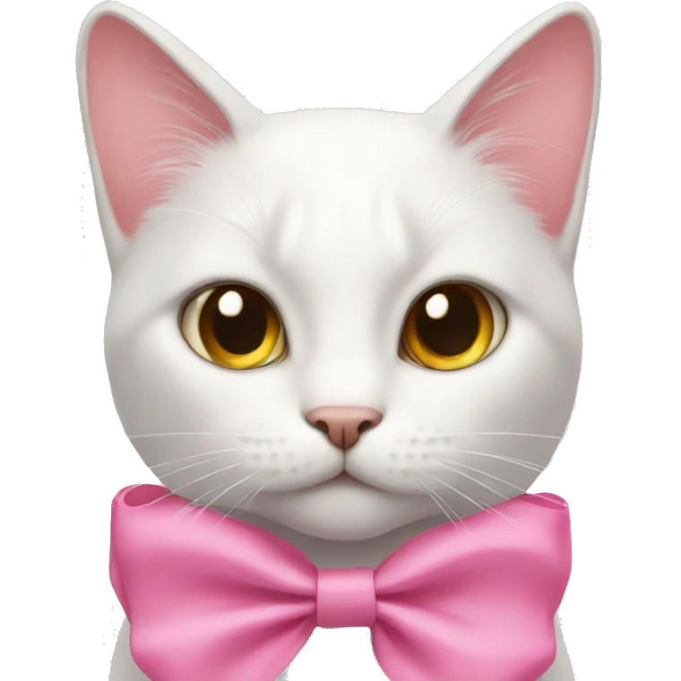 A white cat wearing pink bows  emoji