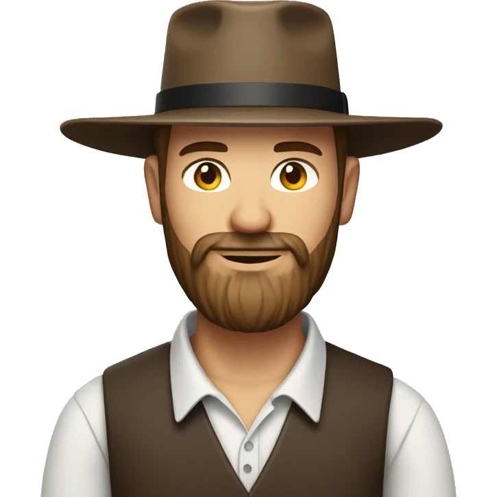 Amish man white with brown straw hat building a building with beard emoji