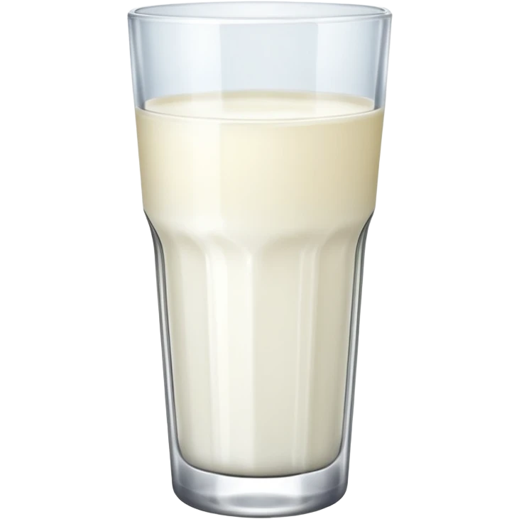 the drink is only white, The bottom and mouth of the glass are the same width and thin a toll, There is only white liquid inside,photo realistic emoji