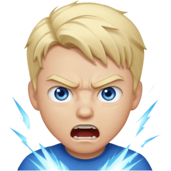 an boy with light blonde hair and blue eyes raging angry emoji