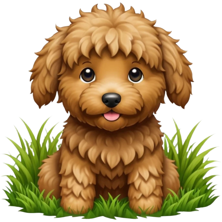 Black golden doodle that played in the grass  emoji