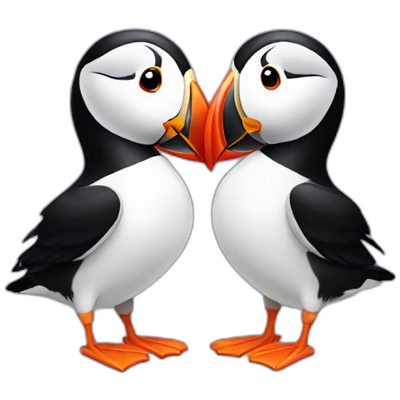 Puffins in love emoji