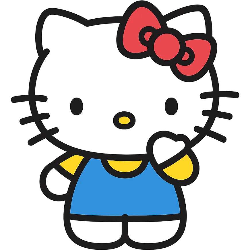 Hello Kitty colored icon with black outlines emoji