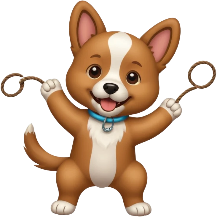 dog playing with a string toy emoji