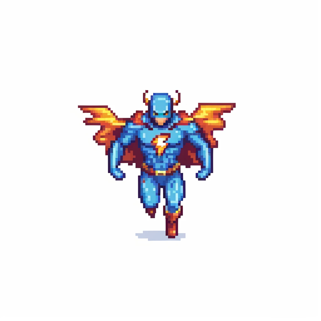 round superhuman icon with lightning speed, fast hero running emoji
