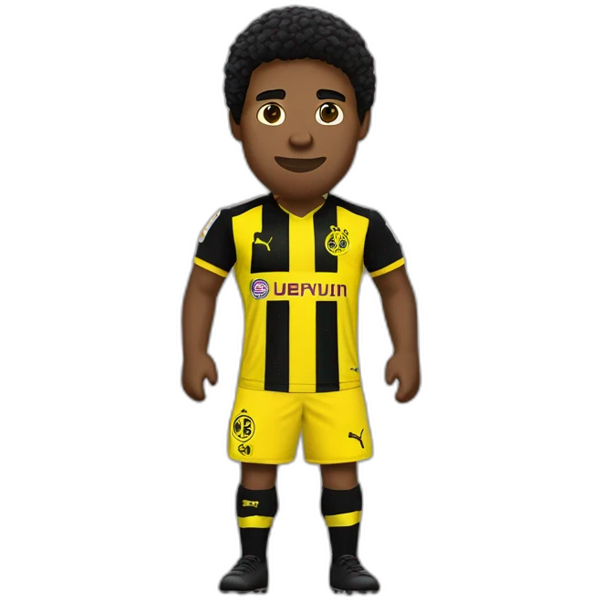 Borussia Dortmund speler donkere huid zwarte sik en kort zwart krullerig haar emoji