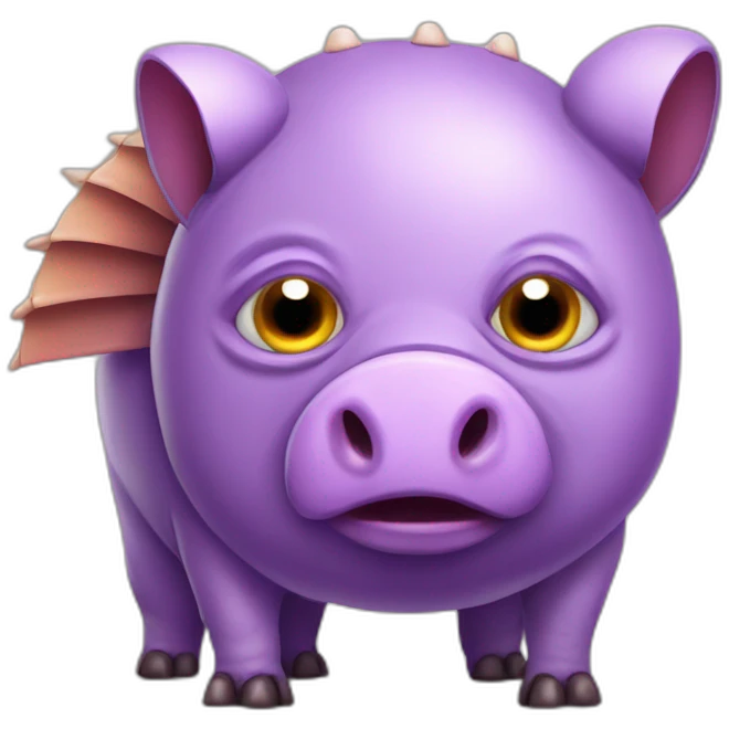 Purple Pig insect armadillo with evil angry grumpy face emoji