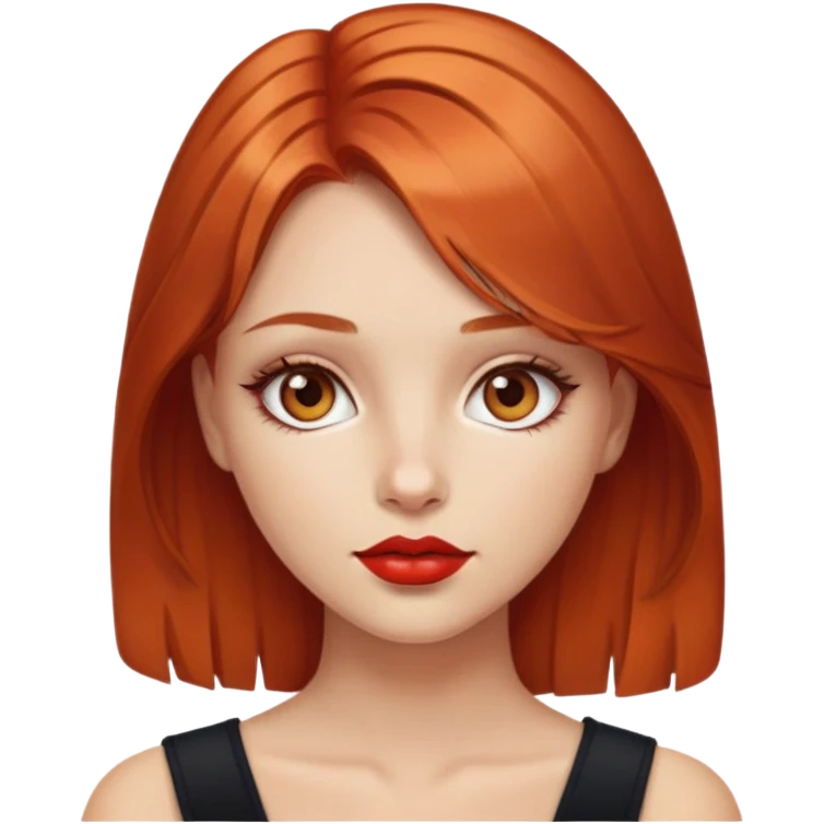 Ragazza con capelli ramati, occhi nocciola e rossetto rosso emoji