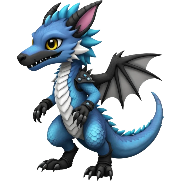 Cool gothic cute badass Scaley cyber-Vernid-Protogen-Dutch-Angel-Dragon-Sergal-Trico-Fursuit-furry-fursona emoji