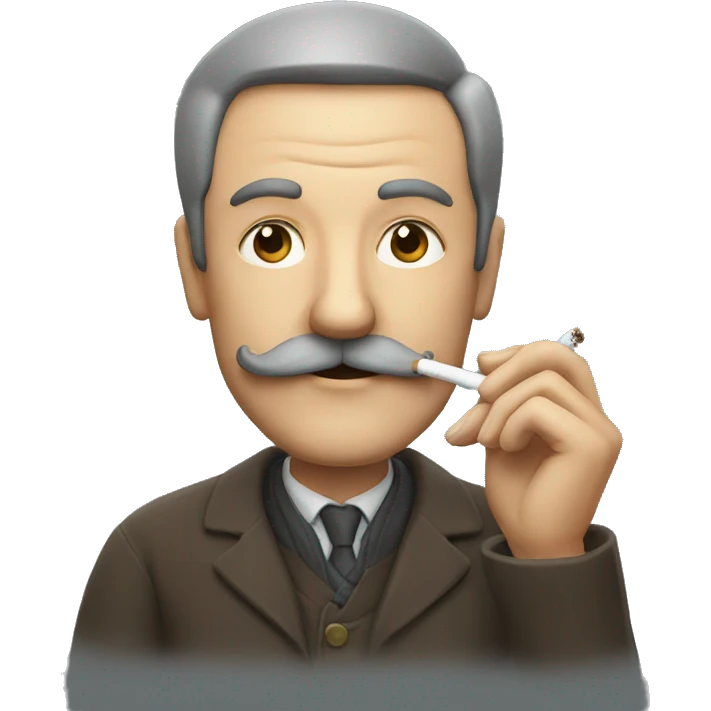 a middle aged man with moustache smoking a cigarette emoji