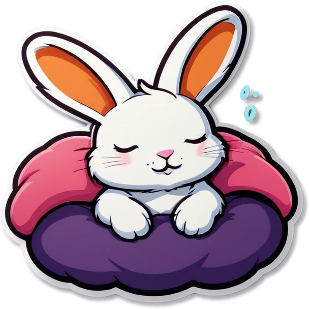 Rabbit sleeping with zzz emoji