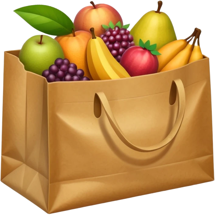craft paper bag in fruits emoji