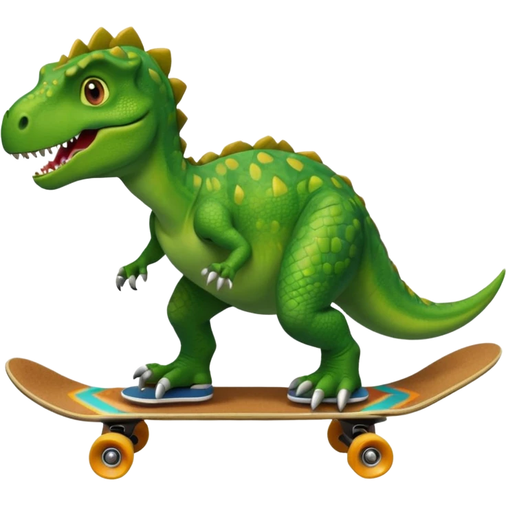 Dinosaur on a skateboard emoji