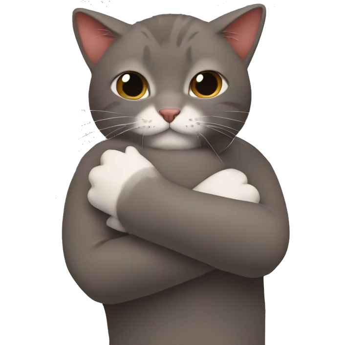 Me and my little grey red brown cat hugs emoji