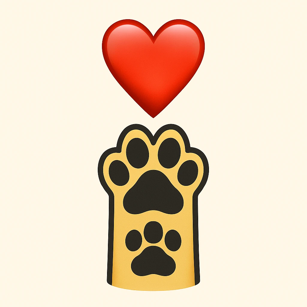 Make it apple style emojis: Stack the two black puppy paws vertically, keep the heart and original style emoji