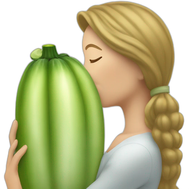 White Woman kissing Zucchini emoji