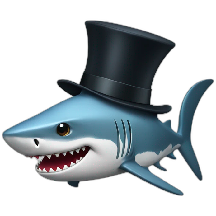 Shark with a top hat emoji