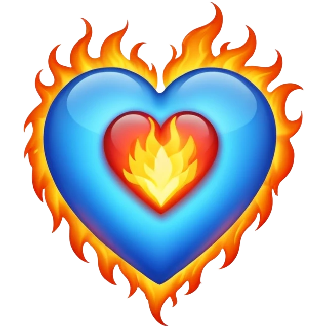 Cuore  blu infuocato emoji