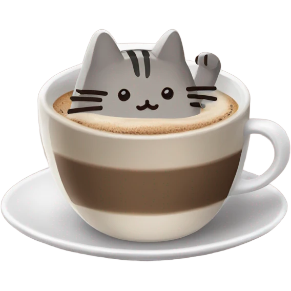 Pusheen with coffee emoji