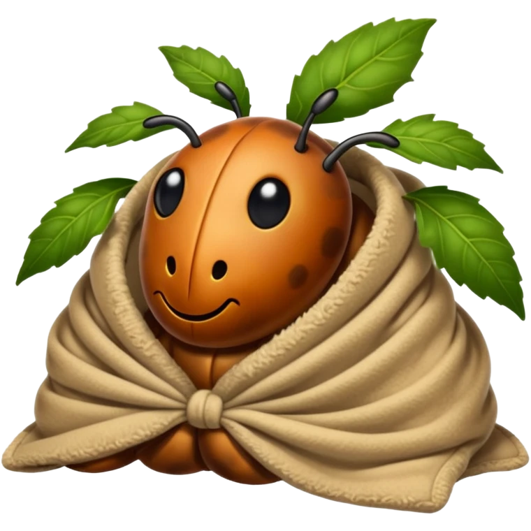 beetle wrapped in a blanket inside a shrub emoji