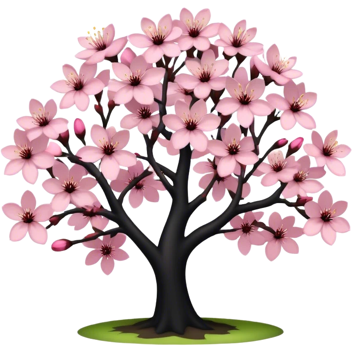 Black cherry blossom tree with black flowers emoji