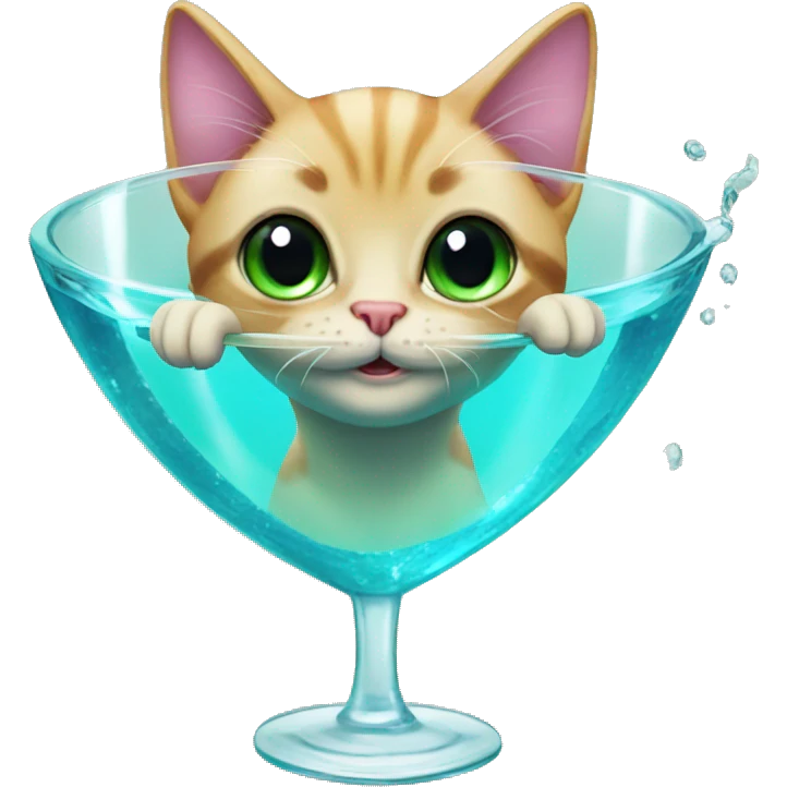 Mermaid cat inside martini glass emoji